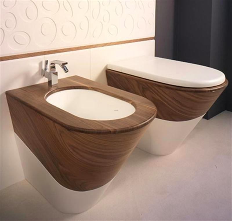 Туалет в цветах: серый, белый, коричневый, бежевый. Туалет в стилях: минимализм, экологический стиль.