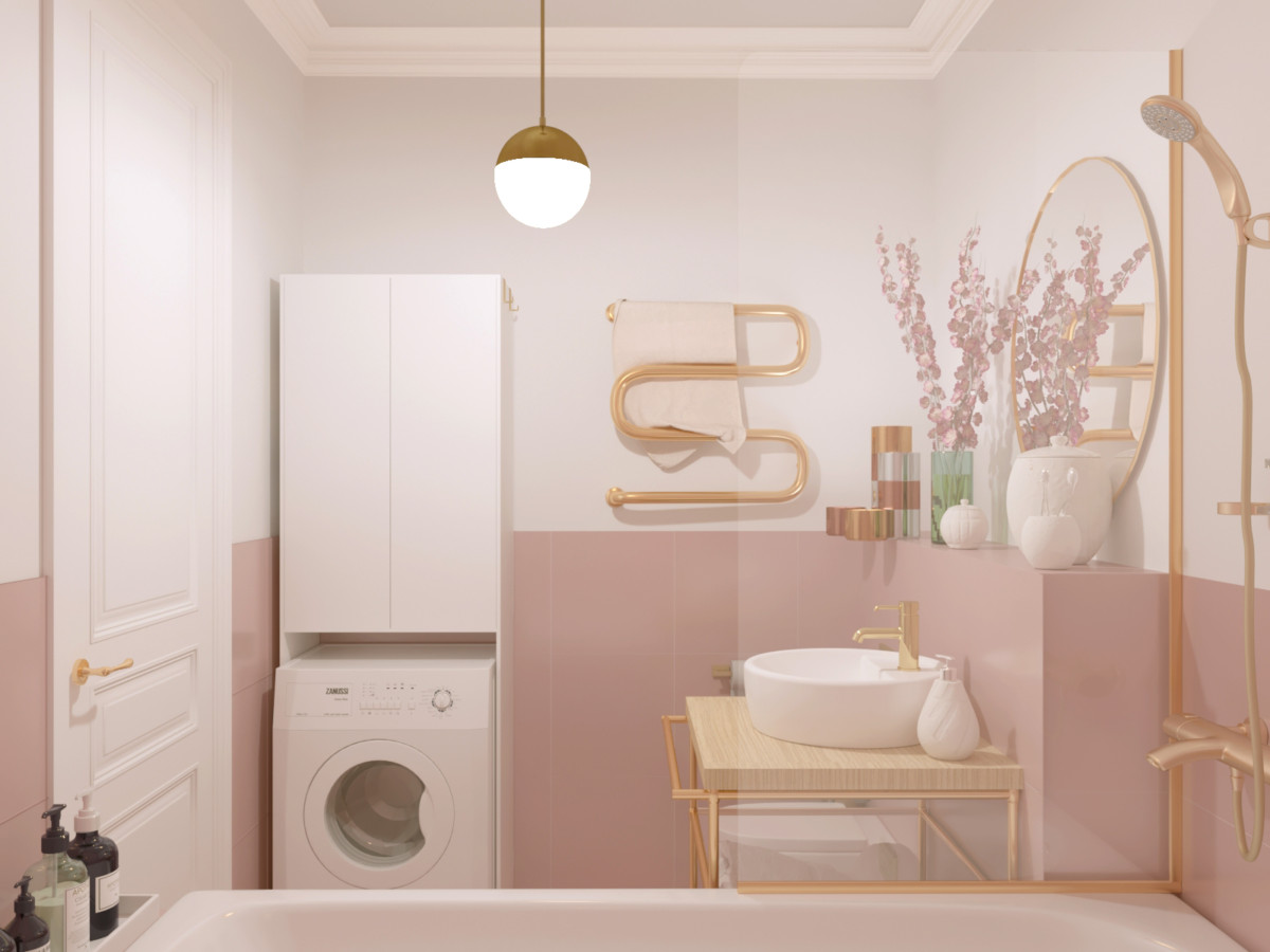 Дизайн ванных комнат в пудровых цветах от Дины тараканов
